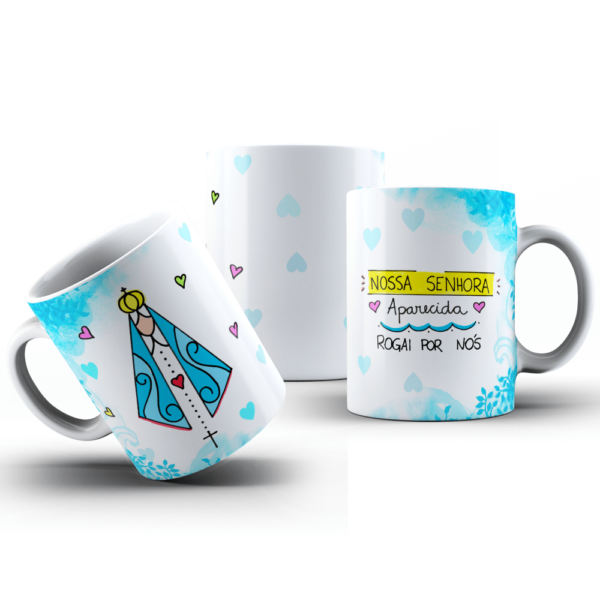Caneca de Cerâmica - Nossa Senhora Aparecida - Rogai Por Nós