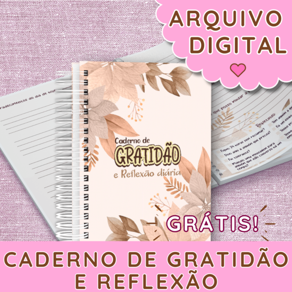 Arquivo Digital - Caderno de Gratidão e Reflexão Floral Marrom