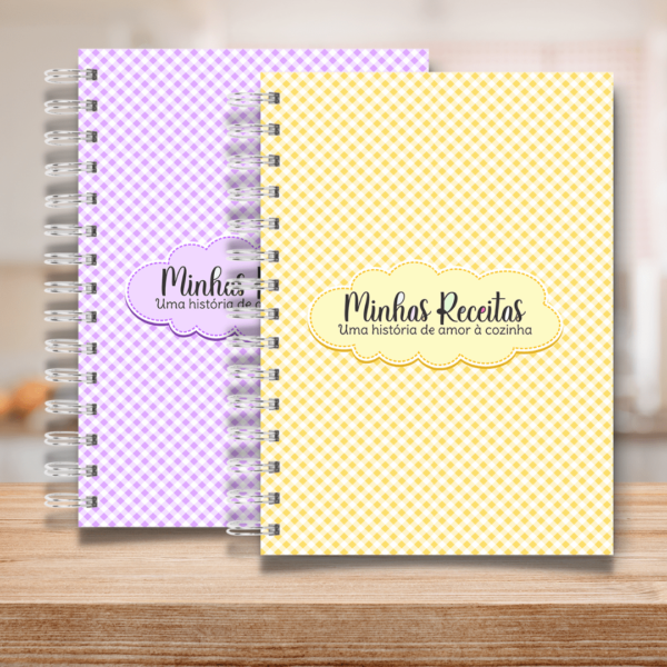 Caderno de Receitas Xadrez Retrô