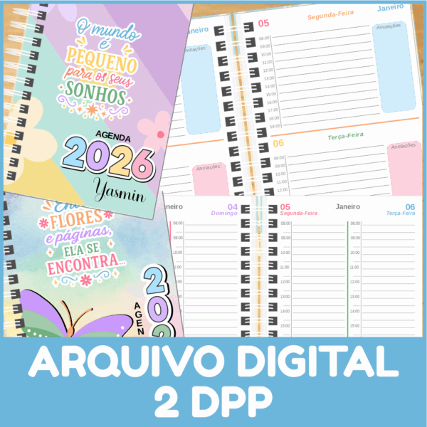 Arquivo Digital: Agendas 2026 - 2 Dias por Página