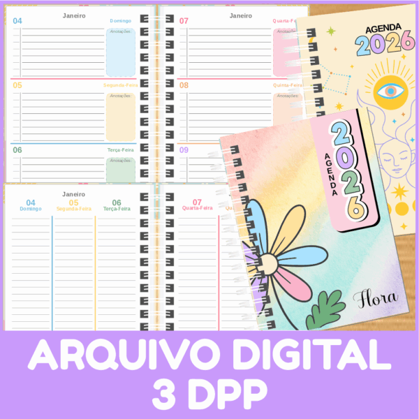 Arquivo Digital: Agendas 2026 - 3 Dias por Página