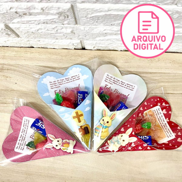 Arquivo Digital:  Mini Cone de Páscoa Coração